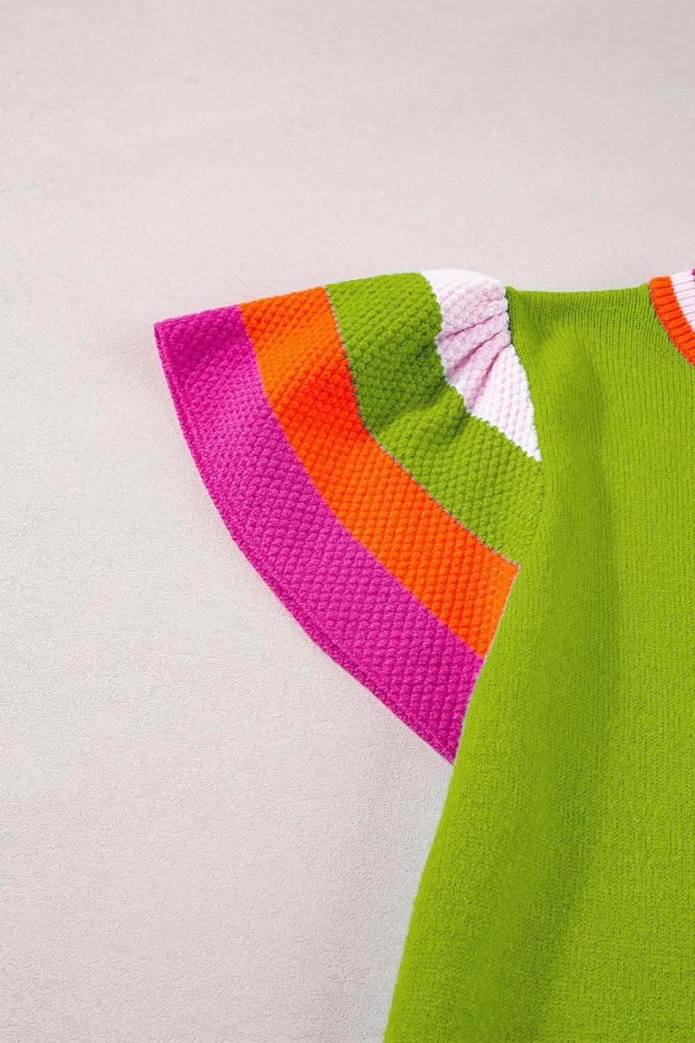 Color Block Round Neck Knit Top - Trendsi - Flyclothing LLC