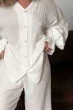 Breathable Ruffled V-Neck Long Sleeve Top and Pants Set - Trendsi - Flyclothing LLC