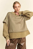 Davi & Dani Faux Layered Round Neck Sweater - Trendsi - Flyclothing LLC