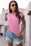 Ruffled Round Neck Cap Sleeve Blouse - Trendsi - Flyclothing LLC