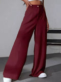 Wide Leg Pleated Pants - Trendsi - Flyclothing LLC