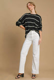 Umgee Wool Blend Striped Round Neck Sweater - Trendsi - Flyclothing LLC