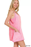 Zenana Acid Washed Mini Dress With Built-in Romper Liner - Trendsi - Flyclothing LLC