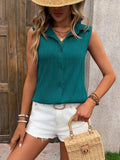 Button Up Collared Neck Tank - Trendsi - Flyclothing LLC
