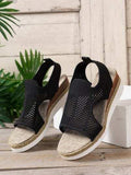 Open Toe Woven Wedge Sandals - Trendsi - Flyclothing LLC
