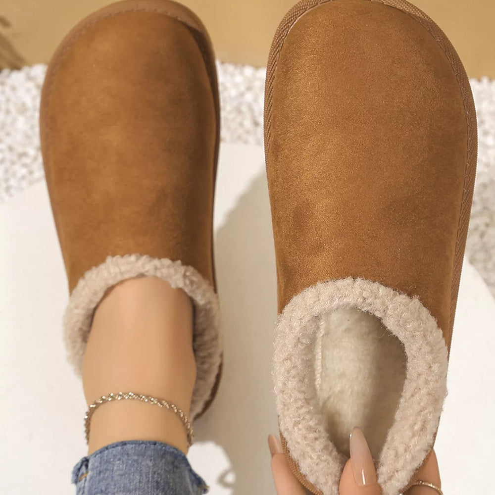 Plush Lined Round Toe Slippers - Trendsi - Flyclothing LLC