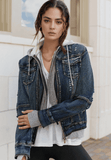 Fake Two-Piece Hooded Zip-Up Denim Jacket - Trendsi - Flyclothing LLC