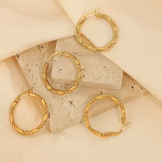 18K Gold-Plated Hoop Earrings - Trendsi - Flyclothing LLC