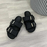 Raw Hem Open Toe Double Buckle Sandals - Trendsi - Flyclothing LLC