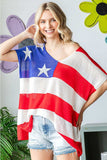 First Love Full Size USA Flag Drop Shoulder Knit Top - Trendsi - Flyclothing LLC