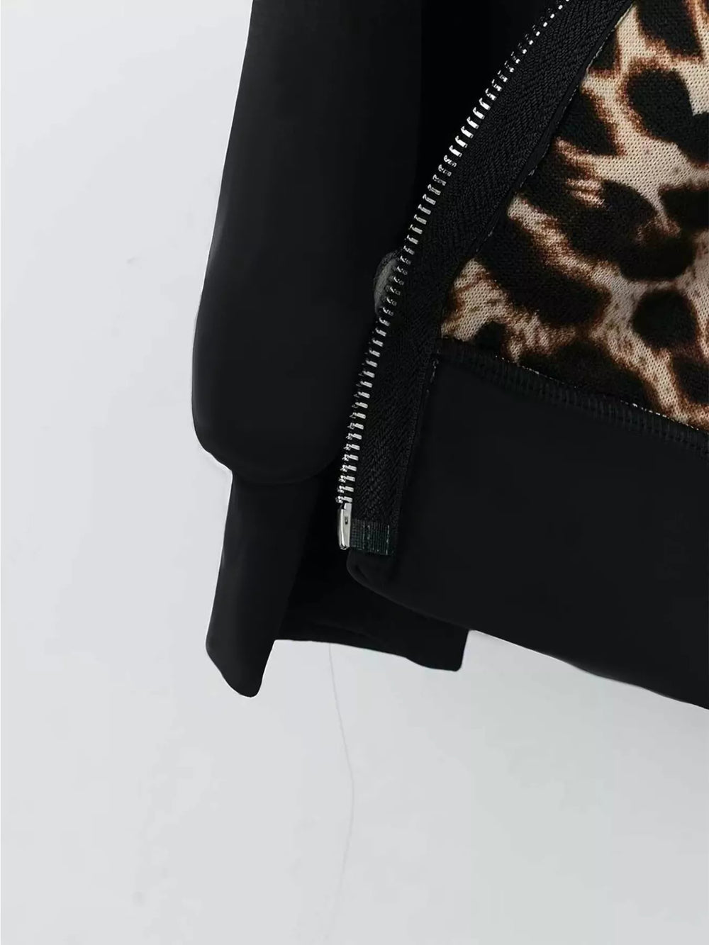 Hooded Leopard Lined Zip-Up Outerwear - Trendsi - Flyclothing LLC