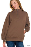 Zenana Scuba Quarter-Zip Sweatshirt - Trendsi - Flyclothing LLC
