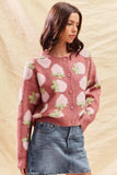 SO ME Strawberry Fruit All Over Button Sweater Cardigan - Trendsi - Flyclothing LLC