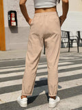 Elastic Waist Tapered Pants - Trendsi - Flyclothing LLC