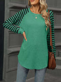 Striped Round Neck Raglan Sleeve T-Shirt - Trendsi - Flyclothing LLC