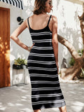 Striped Scoop Neck Spaghetti Strap Sweater Dress - Trendsi - Flyclothing LLC