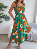 Smocked Floral Tie Shoulder Midi Dress - Trendsi - Flyclothing LLC