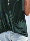 Full Size Twisted Hem Button Detail Tank Plus Size - Trendsi - Flyclothing LLC