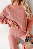 Round Neck Long Sleeve Top and Pants Set - Trendsi - Flyclothing LLC