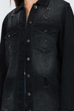 American Bazi Distressed Frayed Hem Denim Jacket - Trendsi - Flyclothing LLC