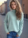Solid Color Turtleneck Long Sleeve Sweater - Trendsi - Flyclothing LLC