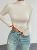 Mock Neck Long Sleeve T-Shirt - Trendsi - Flyclothing LLC
