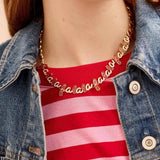 Rhinestone 14K Gold-Plated Beaded Necklace - Trendsi - Flyclothing LLC