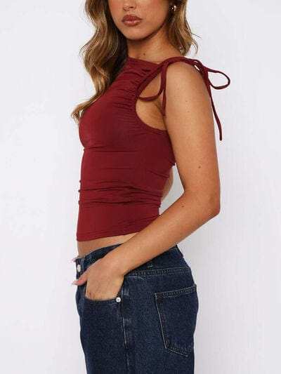 Lovelet Ruched Asymmetrical Neck Cami - Trendsi - Flyclothing LLC