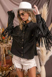 BiBi Suede Fringe Long Sleeve Jacket - Trendsi - Flyclothing LLC
