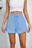 Full Size Drawstring Ruffle Hem Shorts - Trendsi - Flyclothing LLC