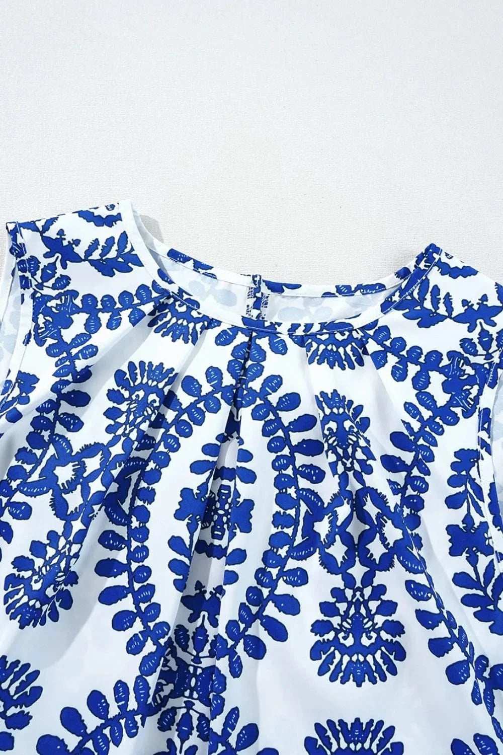 Printed Crew Neck Sleeveless Top - Trendsi - Flyclothing LLC