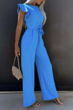 Round Neck Cap Sleeve Jumpsuit - Trendsi - Flyclothing LLC