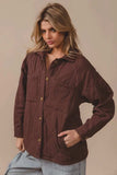 BiBi Quilted Wrinkle Gauze Long Sleeve Shacket - Trendsi - Flyclothing LLC