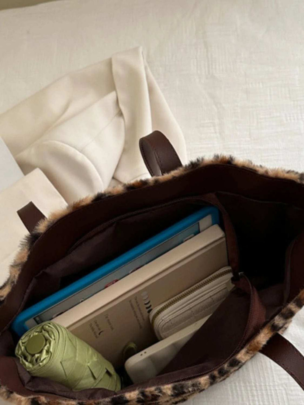 Leopard Fluff Tote Bag - Trendsi - Flyclothing LLC