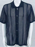 Men's Button Down Collared Neck Hollow Out Shirt - Trendsi - Flyclothing LLC