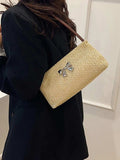 Woven Straw Shoulder Bag with Bow Detail - Trendsi - Flyclothing LLC
