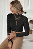 Lace Mock Neck Long Sleeve Blouse - Trendsi - Flyclothing LLC