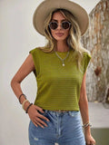 Textured Round Neck Casual Ribbed Top - Trendsi - Flyclothing LLC