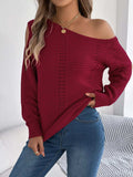 Openwork One Shoulder Cutout Long Sleeve Sweater - Trendsi - Flyclothing LLC