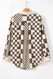 Plus Size Checkered Button Up Long Sleeve Jacket - Trendsi - Flyclothing LLC