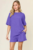 Double Take Basic style Round Neck Solid Set - Trendsi - Flyclothing LLC