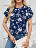 Printed Round Neck Short Sleeve Top - Trendsi - Flyclothing LLC