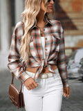Oversized Plaid Button-Up Shirt - Trendsi - Flyclothing LLC