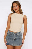Ruched Tied Solid Color Tank - Trendsi - Flyclothing LLC