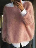 Oversized Round Neck Long Sleeve Sweater - Trendsi - Flyclothing LLC