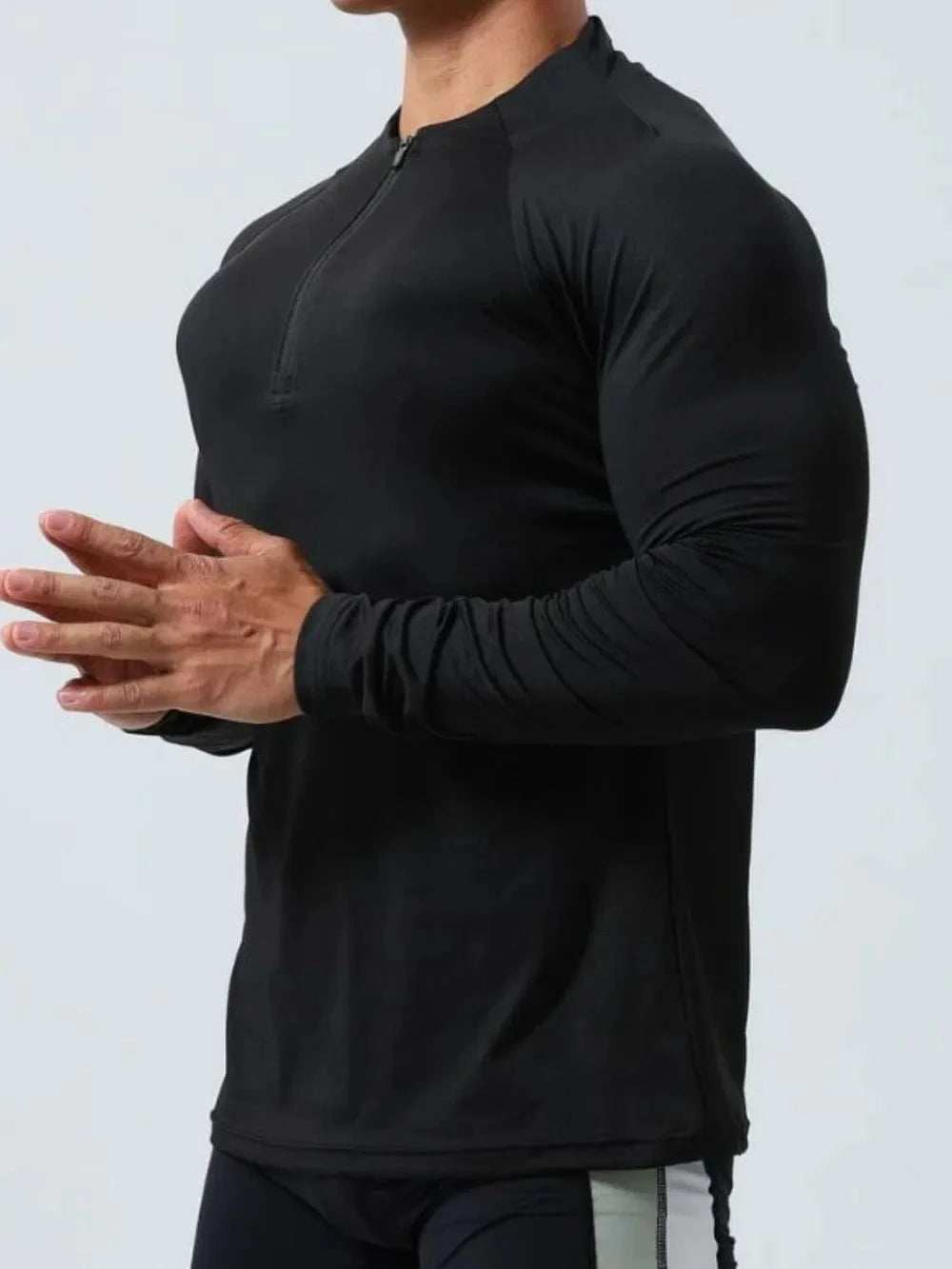 Men's Plus Size Quarter Zip Long Sleeve Top - Trendsi - Flyclothing LLC