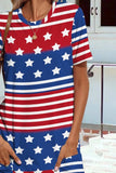 FAM-FAM Pocketd US Flag Printed Short Sleeve Dress - Trendsi - Flyclothing LLC