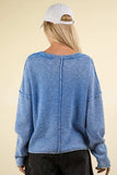 VERY J Mineral Washed Exposed Seam Sweater - Trendsi - Flyclothing LLC