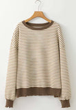 Striped Round Neck Long Sleeve Sweatshirt - Trendsi - Flyclothing LLC