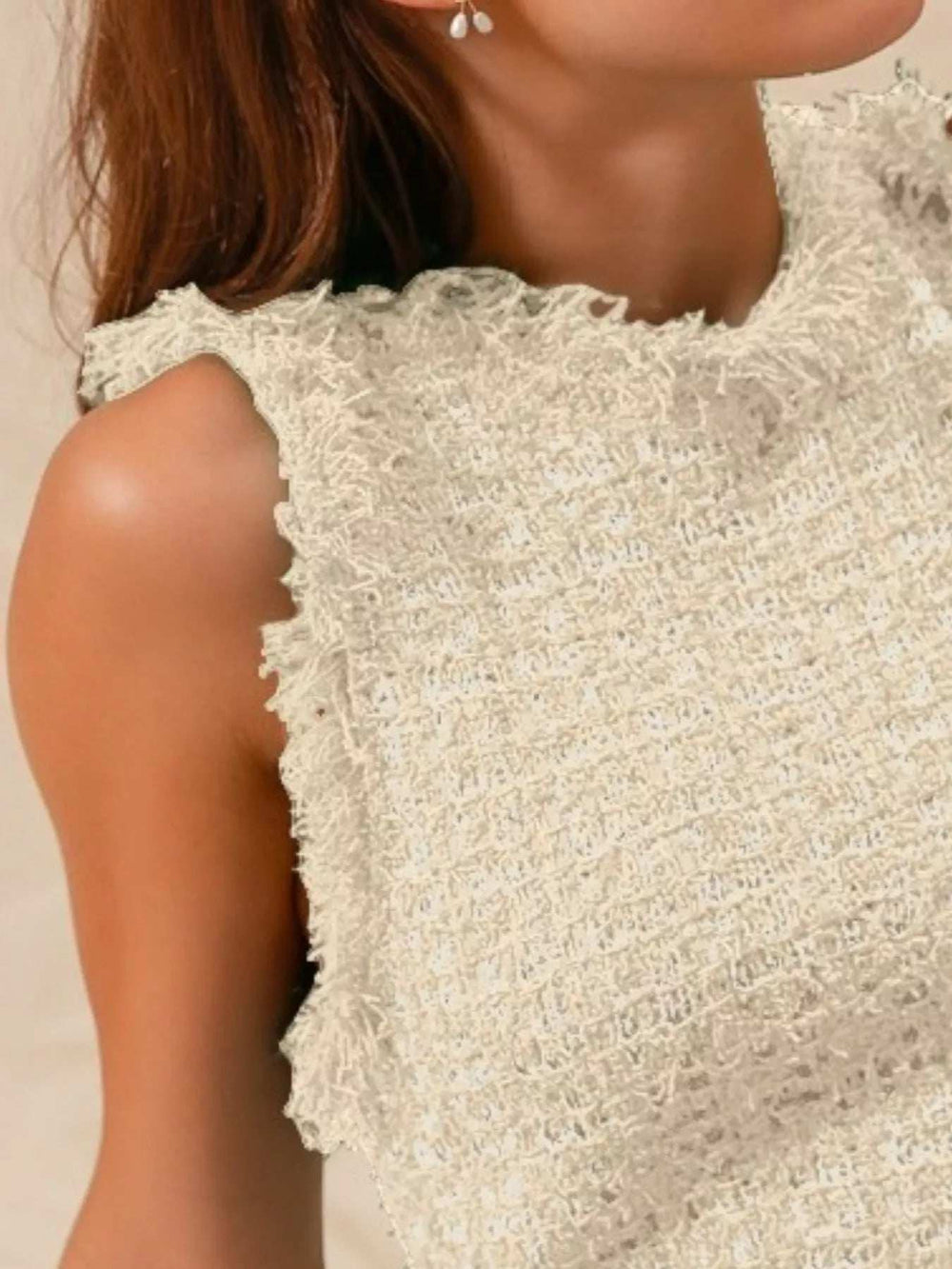 SO ME Tweed Knit Sweater Vest Top - Trendsi - Flyclothing LLC
